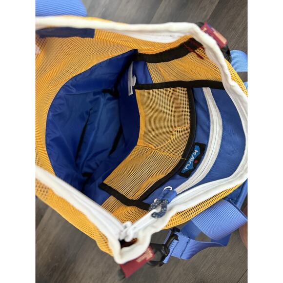 KAVU Cocoa Beach Travel Tote/Sling Bag Blue Canvas/Yellow Mesh Summer Adventure - Picture 6 of 13